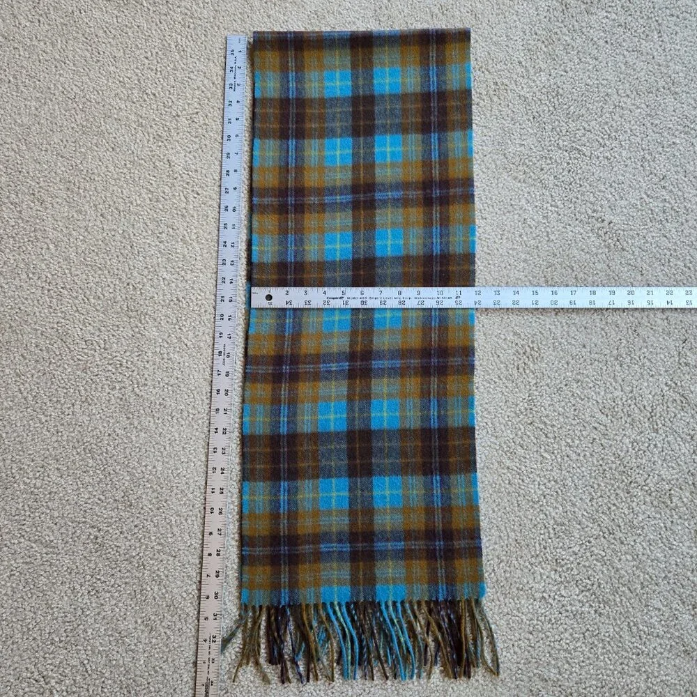 Plaid Cashmere Woven Scarf Blue Brown